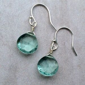 Aquamarine briolette Silver handcrafted earrings